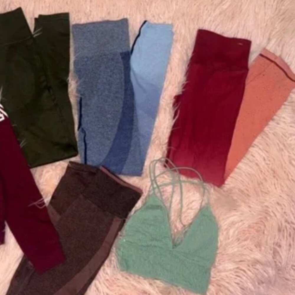 Pink Victoria secret Green Bra And Leggings